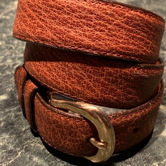 MEN COACH AMBER SHRUNKEN SOLID BRASS CASUAL BELT - Picture 1 of 10